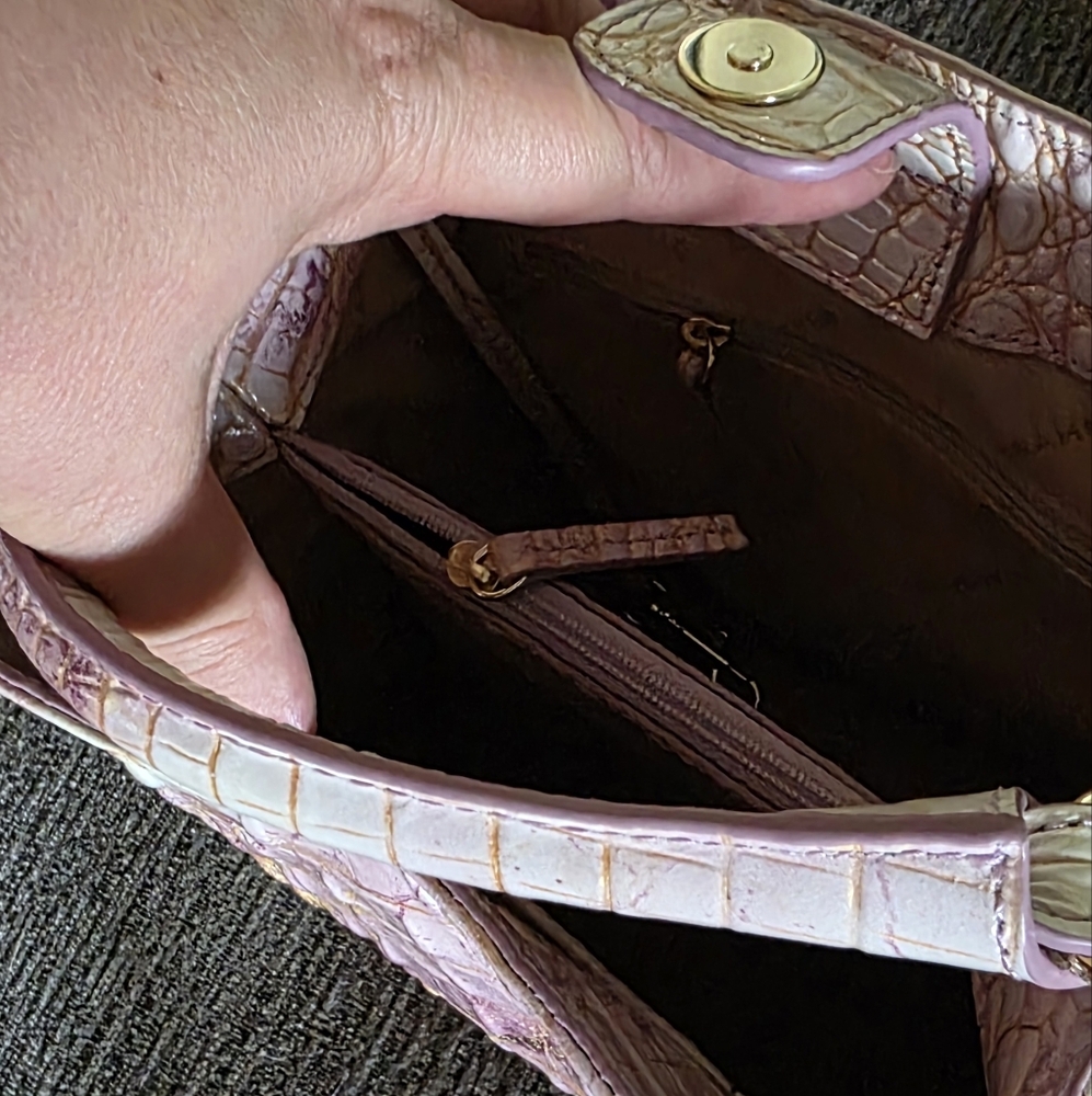 Brahmin Mini Amelia Lilac Melbourne Bucket Bag / Crossbody - Picture 10 of 16